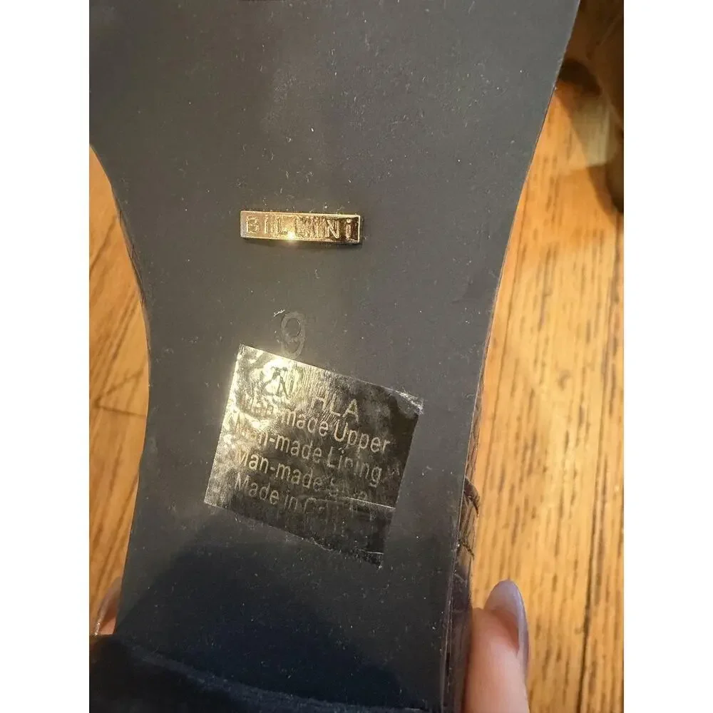 Billini Boots Womens Size 9 Black Croc Embossed Nahla Ankle Booties Block Heel